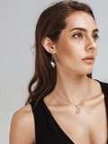 Leaf Pattern Pearl Earrings