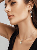 Leaf Pattern Pearl Earrings