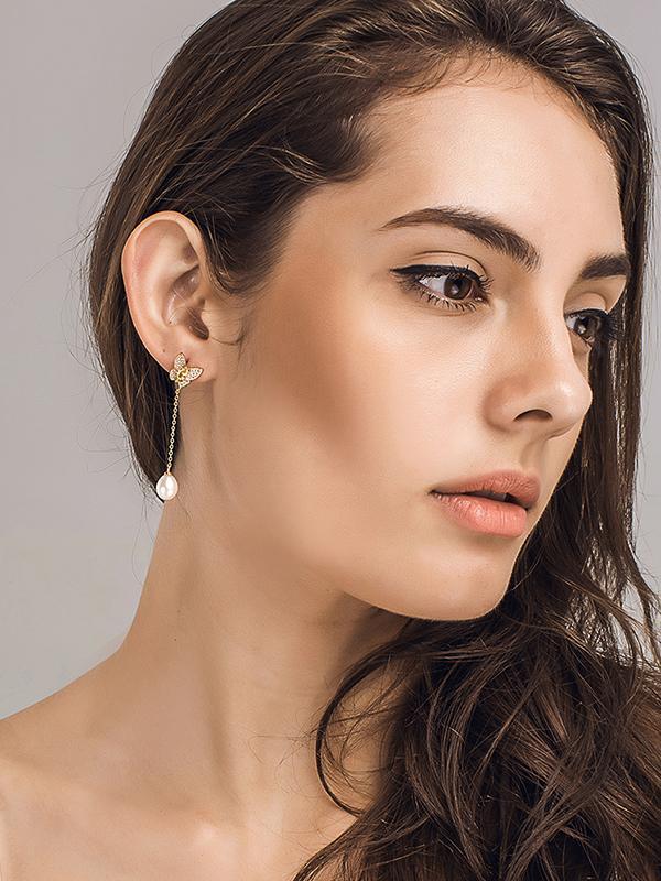 Butterfly Pattern Silver Earrings