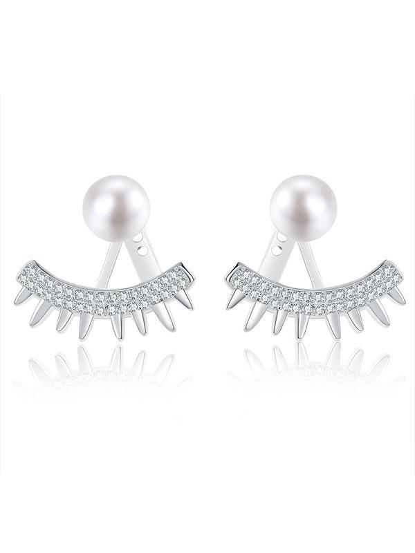 Drilled zircon Silver Earrings