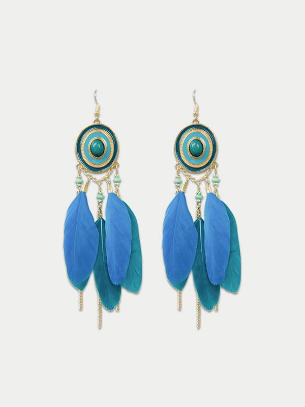 Blue feather earing for vacation