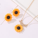 European and American fashion item sunflower necklace earrings set