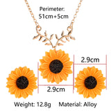 European and American fashion item sunflower necklace earrings set