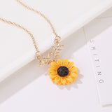 European and American fashion item sunflower necklace earrings set