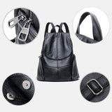 Casual Soft Leather Black Backpack