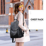 Casual Soft Leather Black Backpack