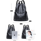 Casual Soft Leather Black Backpack