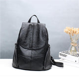 Casual Soft Leather Black Backpack