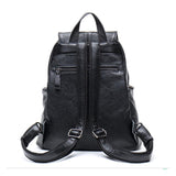 Casual Soft Leather Black Backpack