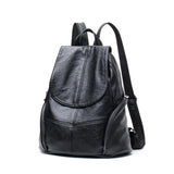 Casual Soft Leather Black Backpack