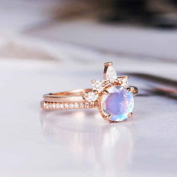 New rose gold inlaid opal ladies ring