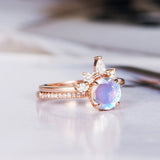 New rose gold inlaid opal ladies ring