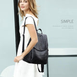Casual Soft Leather Black Backpack