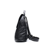 Casual Soft Leather Black Backpack