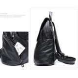 Casual Soft Leather Black Backpack