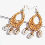 European and American fashion marine wind shell rattan earrings
