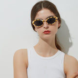 Flower Pattern Oval Sunglasses