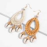 European and American fashion marine wind shell rattan earrings
