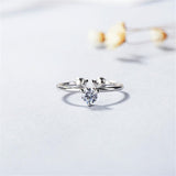 Stylish temperament with diamonds and small antlers exquisite opening ring