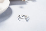 Stylish temperament with diamonds and small antlers exquisite opening ring