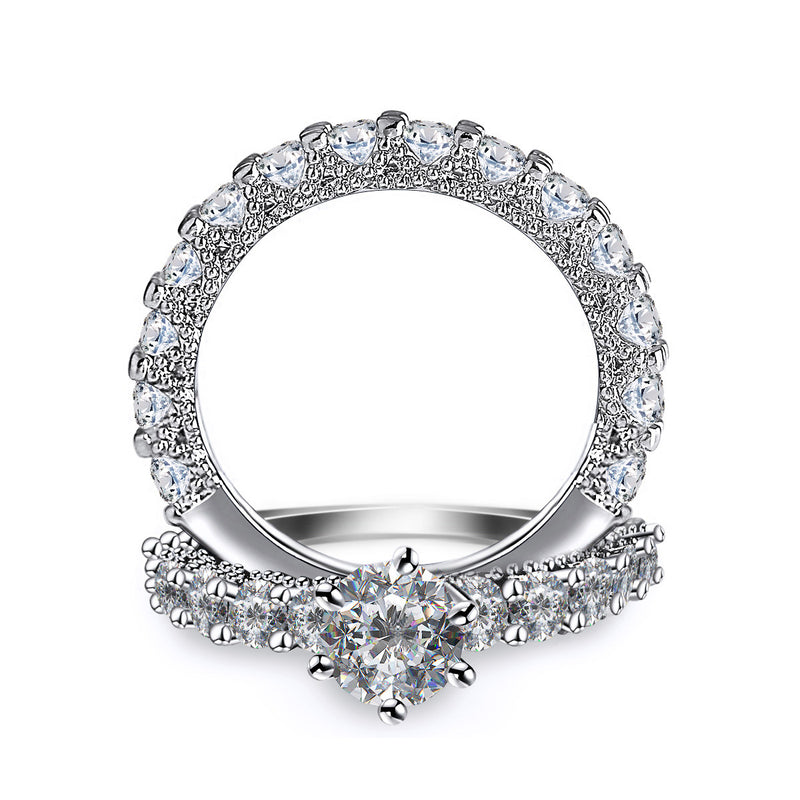 2019 Fashion Luxury Women Engagement Ring Full Round Zircon
