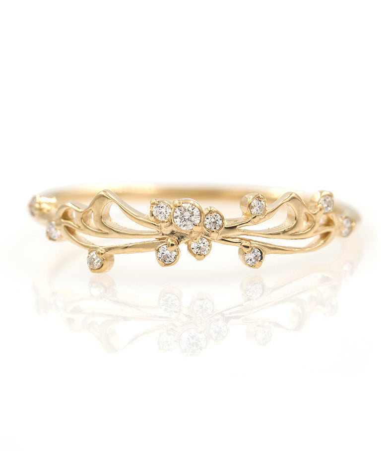 European and American ring female butterfly wings diamond ladies engagement jewelry