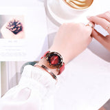 Rose Gold Frame Leather Strap Women's Watch