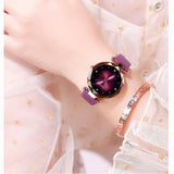 Rose Gold Frame Leather Strap Women's Watch