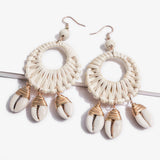 European and American fashion marine wind shell rattan earrings