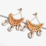 European and American fashion marine wind shell rattan earrings