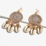 European and American fashion marine wind shell rattan earrings