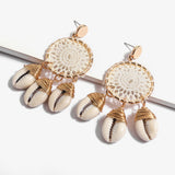 European and American fashion marine wind shell rattan earrings