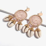 European and American fashion marine wind shell rattan earrings