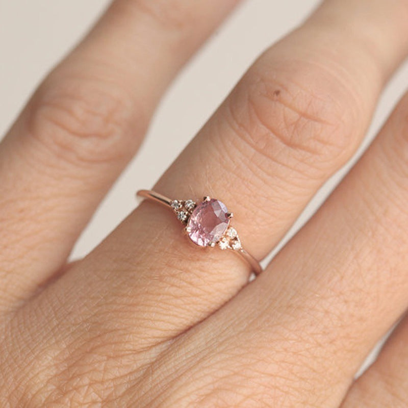 New Pink Diamond Crystal Princess Ring