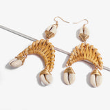 European and American fashion marine wind shell rattan earrings