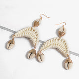 European and American fashion marine wind shell rattan earrings