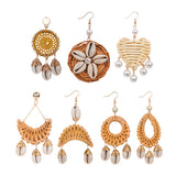European and American fashion marine wind shell rattan earrings