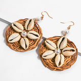 European and American fashion marine wind shell rattan earrings