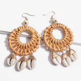 European and American fashion marine wind shell rattan earrings