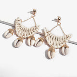European and American fashion marine wind shell rattan earrings