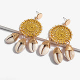 European and American fashion marine wind shell rattan earrings