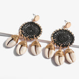 European and American fashion marine wind shell rattan earrings