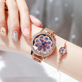 Rotatable Flower Pattern Dial Women's Watch