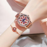 Rotatable Flower Pattern Dial Women's Watch