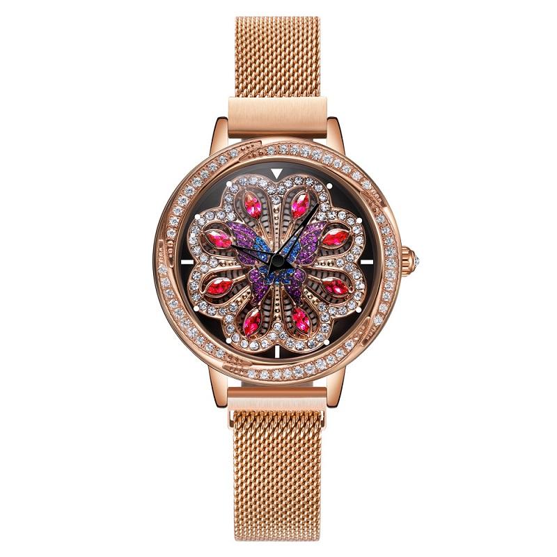 Rotatable Flower Pattern Dial Women's Watch