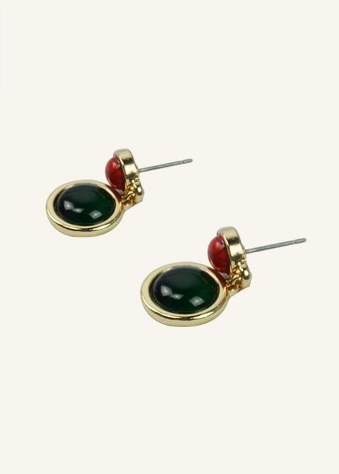 Dark Green Opal Earrings