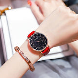 Blue Sandstone Dial Leather Strap Women's Watch