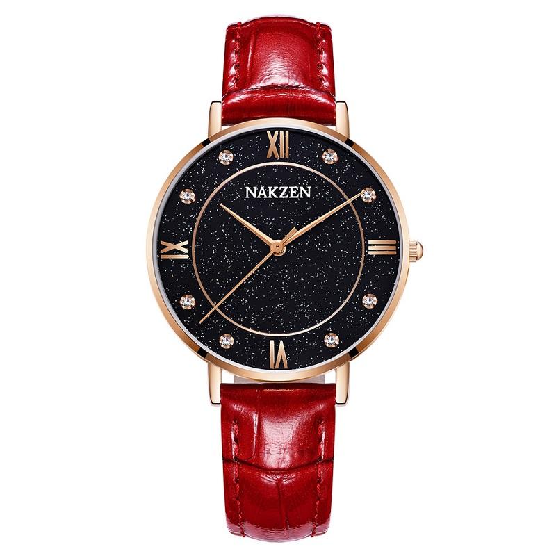 Blue Sandstone Dial Leather Strap Women's Watch