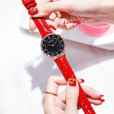 Blue Sandstone Dial Leather Strap Women's Watch