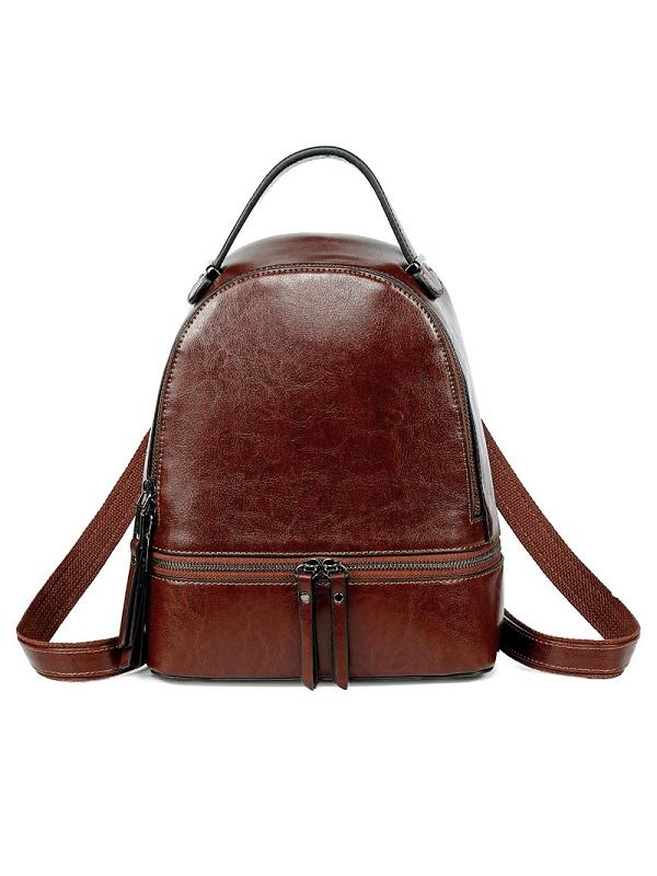 Retro Oil Wax Leather Women's Backpack